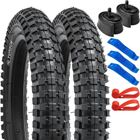 إطارات دراجة YUNSCM 14 بوصة 14x2.4/64-254 60TPI و14 بوصة صمام شريدر لأنابيب الدراجة مع شريطين حافة متوافق مع الدراجة الجبلية 14 × 2.35 14 × 2.40 14 × 2.5 إطارات وأنابيب الدراجات (Y-1114) in Saudi Arabia
