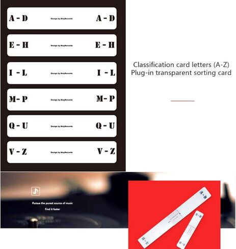 6 قطع من مقسم تسجيلات الفينيل A-Z، علامة تبويب مقسمة لبطاقات الفينيل، بطاقة تصنيف الأقراص المضغوطة الموسيقية القرص الدوار، بطاقات الأبجدية/الأقراص المضغوطة/الأقراص المضغوطة لتخزين رف تسجيل الفينيل (عرضي، الحجم: LP) in Kuwait