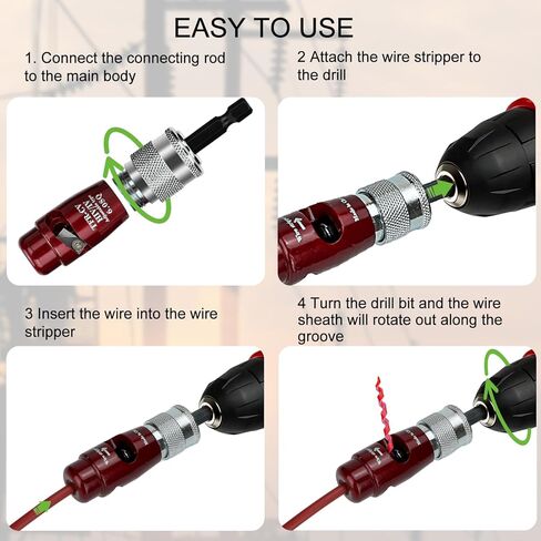 أداة تجريد الأسلاك ولفها، أداة تعرية الأسلاك الكهربائية، مجموعة أدوات كهربائية احترافية، أداة ربط صواميل الأسلاك المحمولة لمثقاب الطاقة، وتجريد الكابل السريع والموصل in Kuwait