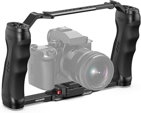 NEEWER Video Camera Cage Rig with Arca Type Quick Release Plate, Dual Grips, 3/8" ARRI & 1/4" Threads, Cold Shoes, Universal Camera Stabilizer Compatible with SmallRig NEEWER Baseplate, CA077 in Saudi Arabia