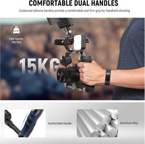 NEEWER Video Camera Cage Rig with Arca Type Quick Release Plate, Dual Grips, 3/8" ARRI & 1/4" Threads, Cold Shoes, Universal Camera Stabilizer Compatible with SmallRig NEEWER Baseplate, CA077 in Saudi Arabia
