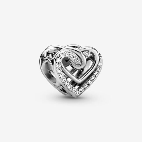 PANDORA Sparkling Entwined Hearts Charm - Compatible with PANDORA Moments - Stunning Women's Jewelry - Made with Sterling Silver & Cubic Zirconia - With Gift Box in Saudi Arabia