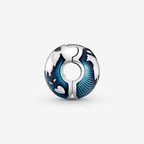 Pandora Blue Globe Clip Charm - أساور لحظات متوافقة - مجوهرات للنساء - هدية للنساء - مصنوعة من الفضة الاسترليني والمينا، مع صندوق هدايا in Saudi Arabia