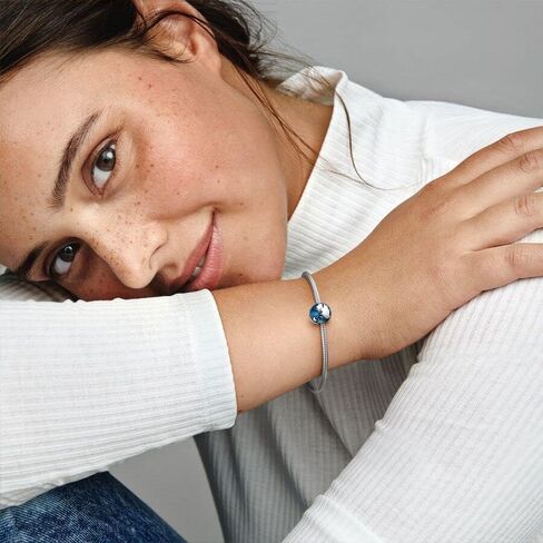 Pandora Blue Globe Clip Charm - أساور لحظات متوافقة - مجوهرات للنساء - هدية للنساء - مصنوعة من الفضة الاسترليني والمينا، مع صندوق هدايا in Saudi Arabia