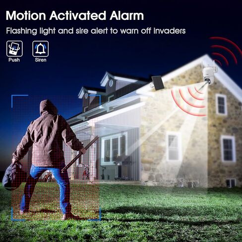 كاميرات مراقبة Yakry لاسلكية تعمل بالطاقة الشمسية في الهواء الطلق - واي فاي 2K ثنائي الاتجاه صوت منزلي ذكي كاميرا خارجية مع لوحة شمسية ملونة 5 وات رؤية ليلية وكاميرا خارجية تعمل بالبطارية وكشف الحركة in Kuwait