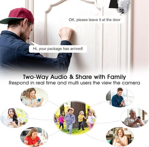 كاميرات مراقبة Yakry لاسلكية تعمل بالطاقة الشمسية في الهواء الطلق - واي فاي 2K ثنائي الاتجاه صوت منزلي ذكي كاميرا خارجية مع لوحة شمسية ملونة 5 وات رؤية ليلية وكاميرا خارجية تعمل بالبطارية وكشف الحركة in Kuwait