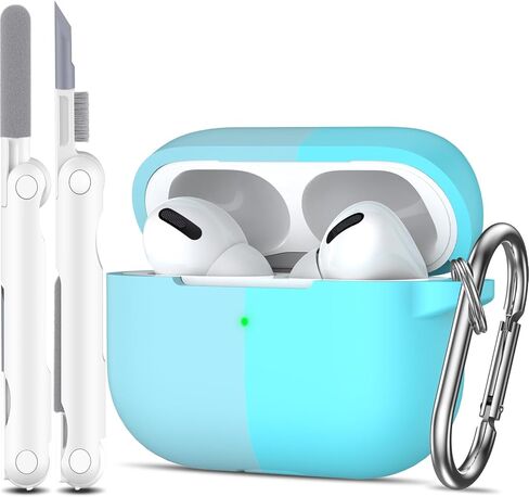 غطاء حافظة MHYALUDO Airpods Pro الجيل الأول، حافظة واقية مقاومة للصدمات من مادة TPU الشفافة الناعمة من الدرجة العسكرية مع قلم تنظيف لحقيبة شحن Apple Airpods Pro 2019، أخضر شفاف in Kuwait