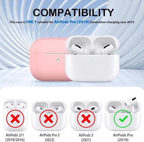 for AirPods Pro Case Cover, Military Grade Anti-Fall Soft Silicone Shock-Absorbing Protective for AirPods Pro Case Skin Touch with Keychain and Cleaning Kit, Pink in Saudi Arabia