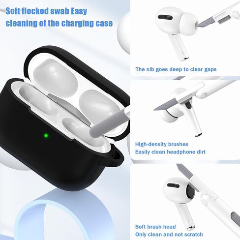 for AirPods Pro Case Cover, Military Grade Anti-Fall Soft Silicone Shock-Absorbing Protective for AirPods Pro Case Skin Touch with Keychain and Cleaning Kit, Pink in Kuwait