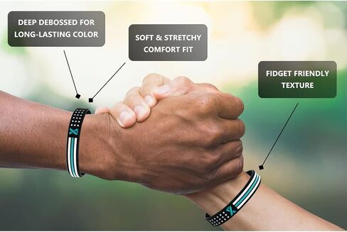 Teal Awareness Ribbon Flag Wristbands (6-pack) - Bulk Pack of Support Bracelets for Anti-Bullying Awareness, Sexual Assault Awareness, Addiction Recovery, Cancer Awareness, Silicone Rubber in Kuwait