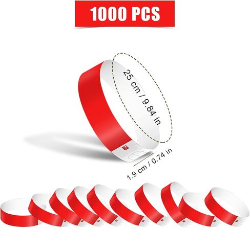 1000pcs Paper Wristbands for Events, Waterproof Neon Wristband Entrance Wristbands Paper Bracelets for Events Parties Music Festivals Concerts Contests (Red) in Saudi Arabia