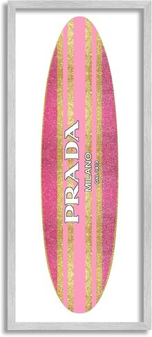 Stupell Industries Pink Sparkle Fashion Logo Glam Surfboard Design, Design by Madeline Blake in Saudi Arabia