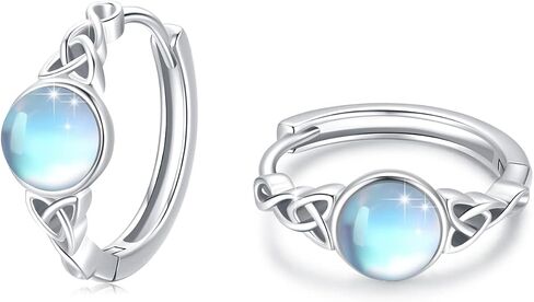 Celtic Huggie Earrings S925 Sterling Silver Gemstone Hinged Hoop Earrings Irish Earrings Cartilage Hoop Earrings Small Hoop Earrings for Women in Saudi Arabia