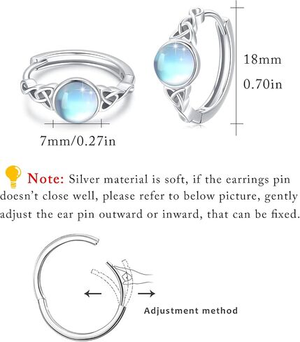 Celtic Huggie Earrings S925 Sterling Silver Gemstone Hinged Hoop Earrings Irish Earrings Cartilage Hoop Earrings Small Hoop Earrings for Women in Saudi Arabia