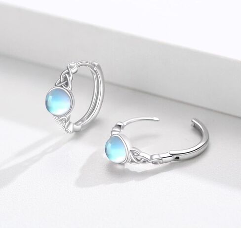 Celtic Huggie Earrings S925 Sterling Silver Gemstone Hinged Hoop Earrings Irish Earrings Cartilage Hoop Earrings Small Hoop Earrings for Women in Saudi Arabia