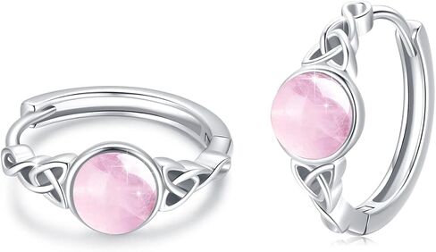Celtic Huggie Earrings S925 Sterling Silver Gemstone Hinged Hoop Earrings Irish Earrings Cartilage Hoop Earrings Small Hoop Earrings for Women in Saudi Arabia