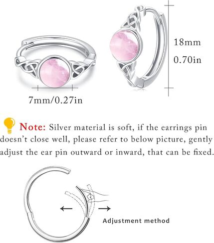 Celtic Huggie Earrings S925 Sterling Silver Gemstone Hinged Hoop Earrings Irish Earrings Cartilage Hoop Earrings Small Hoop Earrings for Women in Saudi Arabia