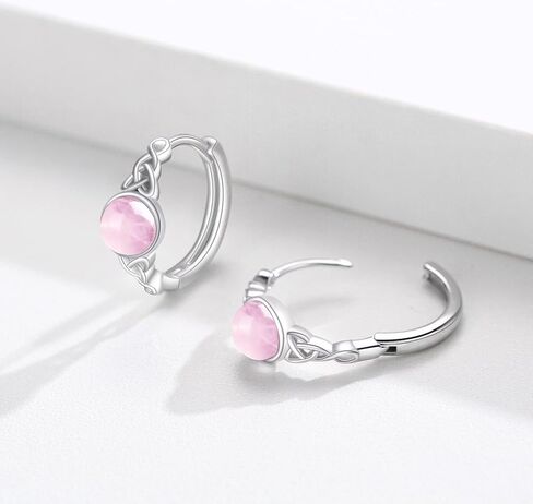 Celtic Huggie Earrings S925 Sterling Silver Gemstone Hinged Hoop Earrings Irish Earrings Cartilage Hoop Earrings Small Hoop Earrings for Women in Saudi Arabia