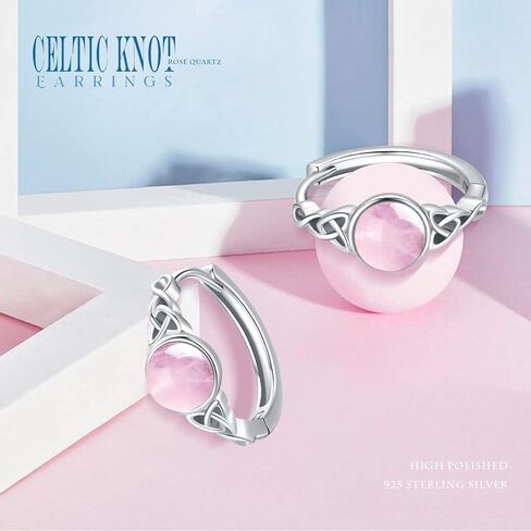 Celtic Huggie Earrings S925 Sterling Silver Gemstone Hinged Hoop Earrings Irish Earrings Cartilage Hoop Earrings Small Hoop Earrings for Women in Saudi Arabia