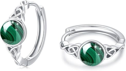 Celtic Huggie Earrings S925 Sterling Silver Gemstone Hinged Hoop Earrings Irish Earrings Cartilage Hoop Earrings Small Hoop Earrings for Women in Saudi Arabia