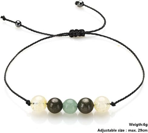 Healing Chakra Crystal Beaded Bracelet with Wish Card Adjustable Love Friendship Spiritual Anxiety Relief Stone Beaded Braide Bracelet for Women Girls Yoga Meditation Relax Anxiety Jewelry Gifts in Saudi Arabia