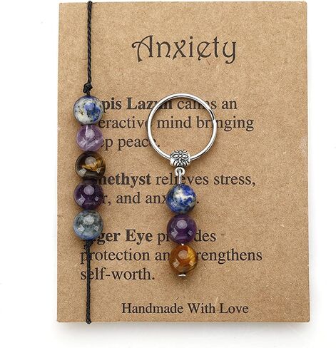 Healing Chakra Crystal Beaded Bracelet with Wish Card Adjustable Love Friendship Spiritual Anxiety Relief Stone Beaded Braide Bracelet for Women Girls Yoga Meditation Relax Anxiety Jewelry Gifts in Saudi Arabia