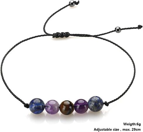 Healing Chakra Crystal Beaded Bracelet with Wish Card Adjustable Love Friendship Spiritual Anxiety Relief Stone Beaded Braide Bracelet for Women Girls Yoga Meditation Relax Anxiety Jewelry Gifts in Saudi Arabia