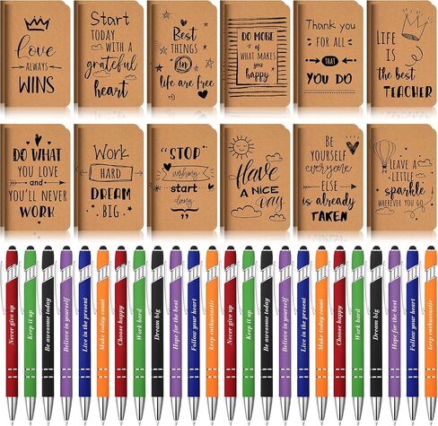 48 Pcs Inspirational Gift Set Motivational Mini Notebooks Bible Verse Pens Inspirational Notepads with Motivational Quote Pens Christian Gifts for Women School Office Travel Supplies(Classic) in Saudi Arabia