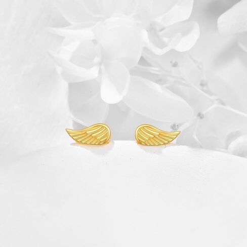 أجنحة أقراط 14K الذهب Guardian Angel Wing أقراط غرامة الذهب رائعة أقراط مجوهرات هدايا عيد الميلاد للنساء الفتيات ابنة ابنة in Saudi Arabia
