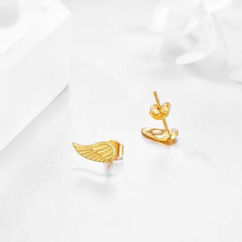 أجنحة أقراط 14K الذهب Guardian Angel Wing أقراط غرامة الذهب رائعة أقراط مجوهرات هدايا عيد الميلاد للنساء الفتيات ابنة ابنة in Saudi Arabia