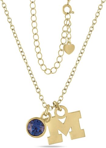 هدايا Stone Armory Michigan Wolverines - قلادة Michigan M مطلية بالذهب عيار 18 قيراط مع كريستال - لا تسبب الحساسية وقابلة للتعديل 16-20 بوصة - مجوهرات ذهبية من جامعة ميشيغان in Kuwait