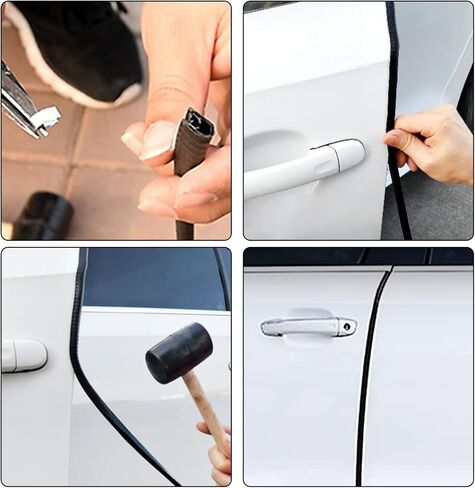 Ajxn Car Door Edge Guards, 32Ft Universal Rubber Seal Protector U Shape Edge Trim Car Door Edge Protection for Most Car, Aluminum Boat Edge Guards(Black) in Saudi Arabia
