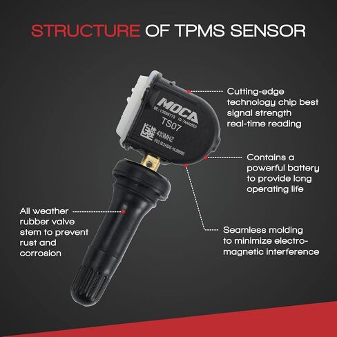 طقم مستشعر نظام مراقبة ضغط الإطارات (TPMS) 4 قطع 433 ميجاهرتز من MOCA يناسب شيفروليه 2017-2020 سيلفرادو 1500 2500 3500، لجي إم سي 2017-2020 سييرا 1500 2500 3500، والمزيد #13598773 in Kuwait