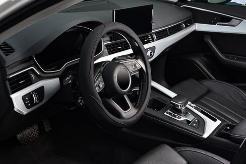 غطاء عجلة القيادة من كافيك، جلد أسود من الألياف الدقيقة، عالمي 15 بوصة، مجموعة من 2 in Kuwait