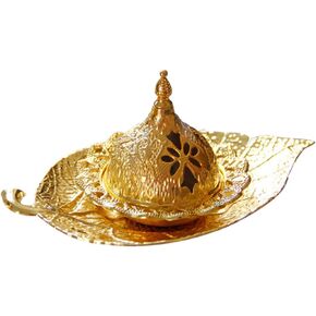 ABOOFAN Resin Burner Incense Bakhoor Burner Ramadan Incense Burner Golden Leaf Incense Holder Eid Mubarak Incense Burner for Desktop Home Decorations Insencents Holder Car Tray