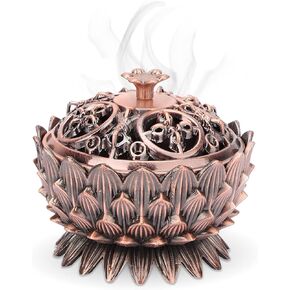 Vintage Lotus Incense Burner Holder, Mini Incense Cone Holder Bowl Metal Sage Holder Burner for Home Office Feng Shui Decoration(Gold)