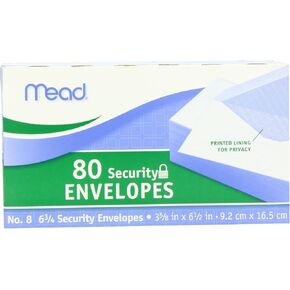 Mead #8 6 3/4 Security Envelopes-80 ct, 3 pk (75212)