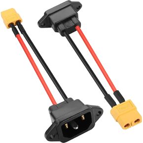 PNGKNYOCN AC 250V 15A IEC320 C14 Male to XT60 Female Power Conversion Cable with 14 AWG Wiring 3 Pin 1 Horizontal and 2 Vertical, for Replace Electric Motorcycle Socket（2-Pack）