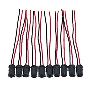 10 Pcs Car Truck Motorbike T10 W5W 194 LED Light Bulb Socket Pre-Wired Connector