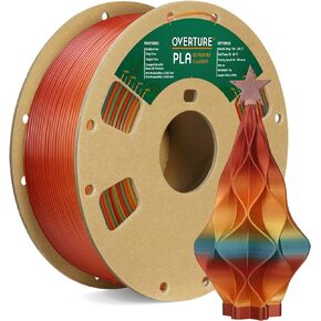 OVERTURE PLA Filament PLA 3D Printer Filament 1.75mm, PLA Roll 1kg Cardboard Spool (2.2lbs), Dimensional Accuracy +/- 0.03 mm, Fit Most FDM Printer (Rainbow A1）
