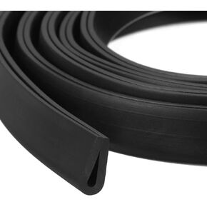 uxcell U Channel Edge Trim, 6.6ft Length Rubber Guard Seal Strip Edge Protector Round Type Fit for 2.5-3mm Edge, (9/32" W x 25/64" H) Black