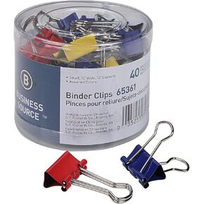 Business Source 65361 Binder Clips Small 3/4-Inch W 3/8-Inch Capacity 36/PK Assorted