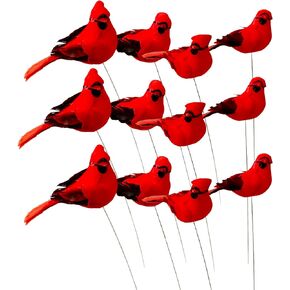 Berfutall-12PCS Bird Christmas Ornaments Clip on Cardinals for Trees-3.5 lnch with Clips or Wire (b)
