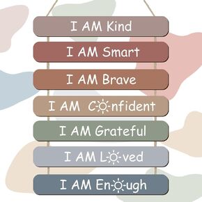 Gerrii Positive Affirmations Wall Decor Wooden Inspirational Wall Art Motivational Hanging Art Positive Self Love Quotes Mental Health Awareness Decor for Office Bedroom(Heart)