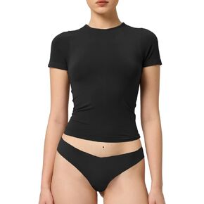 Women's Soft Seamless T-Shirts, Crew Neck Y2K Short Sleeve Tops for Women