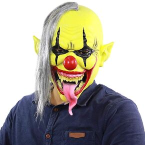 Green Clown Mask with Hair Scary Halloween Mask Horror Costume Party Props