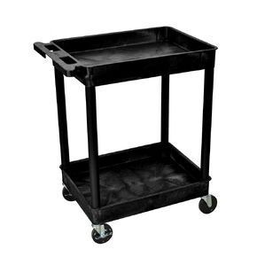 Luxor 2 Shelf Rolling Utility Cart w/ Heavy Duty Casters - Black