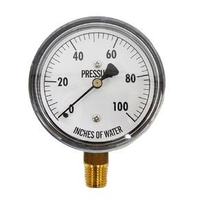 Cole-Parmer - KC25-100"H2O Pressure Gauge ~ 1/4" NPT(M) Process Connection; 0 to 100" Water Column