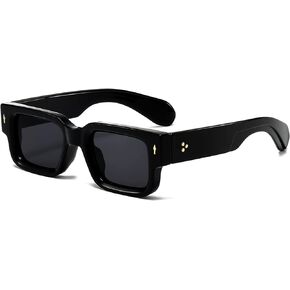 Square Thick Frame Sunglasses for Women Men Fashion Chunky Rectangle Sun Glasses Black Shades