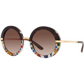 Dolce & Gabbana DG 4393 327813 Top Havana/Handcart Plastic Round Sunglasses Brown Gradient Lens